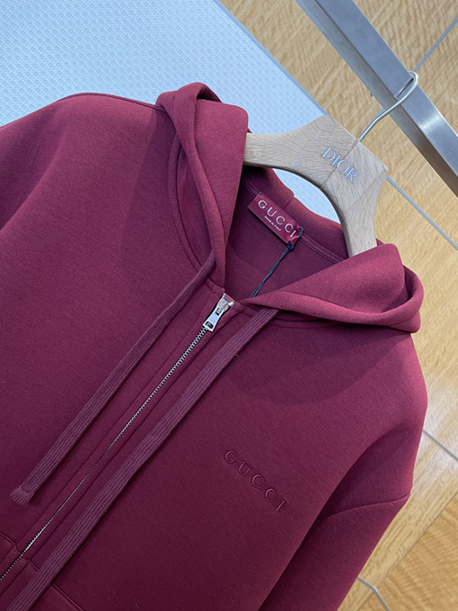 グッチ GUCCI 刺繍入りフード付きジップアップスウェットシャツジャケット