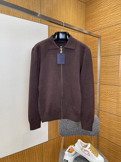 ルイヴィトン ダークパターンのジャカードジップアップジャケット