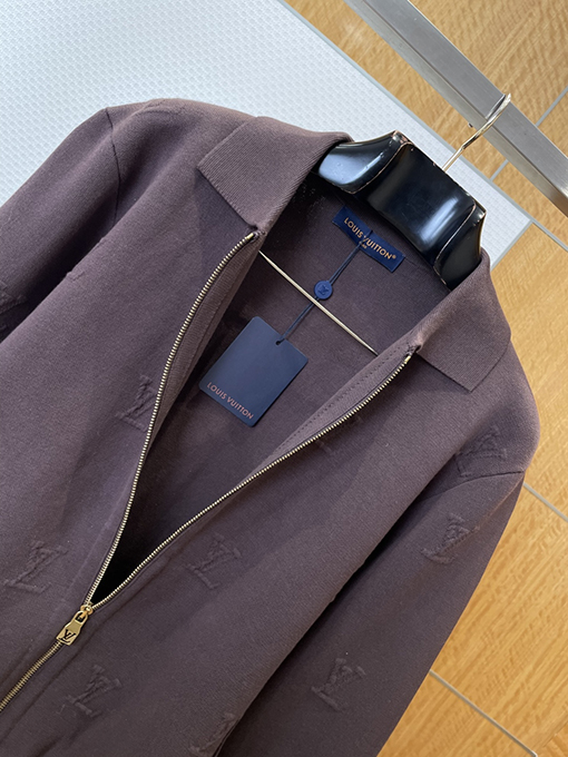 ルイヴィトン ダークパターンのジャカードジップアップジャケット