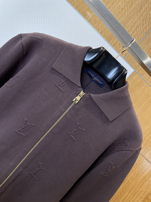 ルイヴィトン ダークパターンのジャカードジップアップジャケット