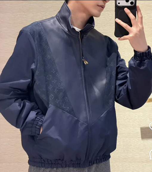 ルイヴィトンコピー ジャカードパッチワークスタンドカラージャケット