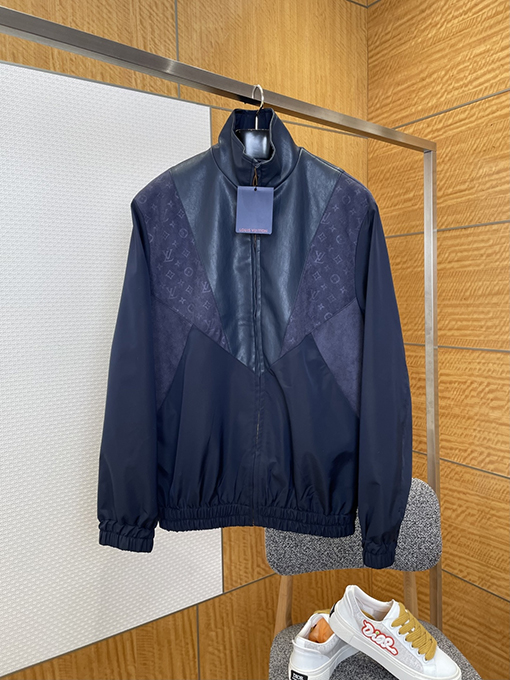ルイヴィトンコピー ジャカードパッチワークスタンドカラージャケット