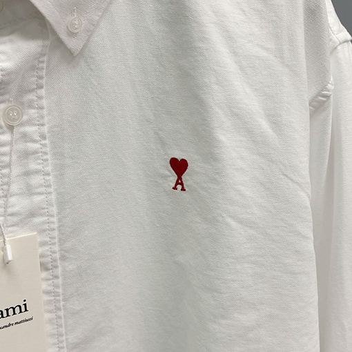 アミスーパーコピー コットンオックスフォードのハート刺繍シャツ