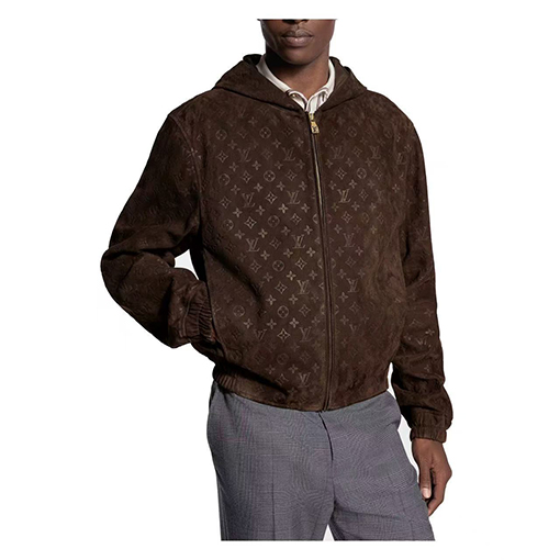 ルイヴィトン スエードモノグラムフード付きジップアップジャケット