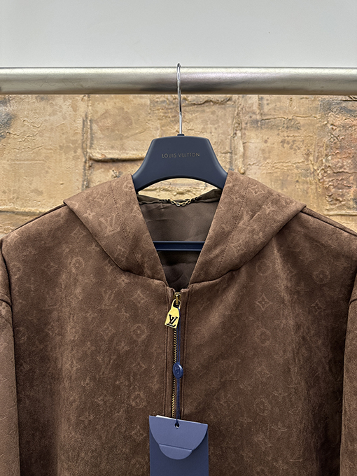 ルイヴィトン スエードモノグラムフード付きジップアップジャケット
