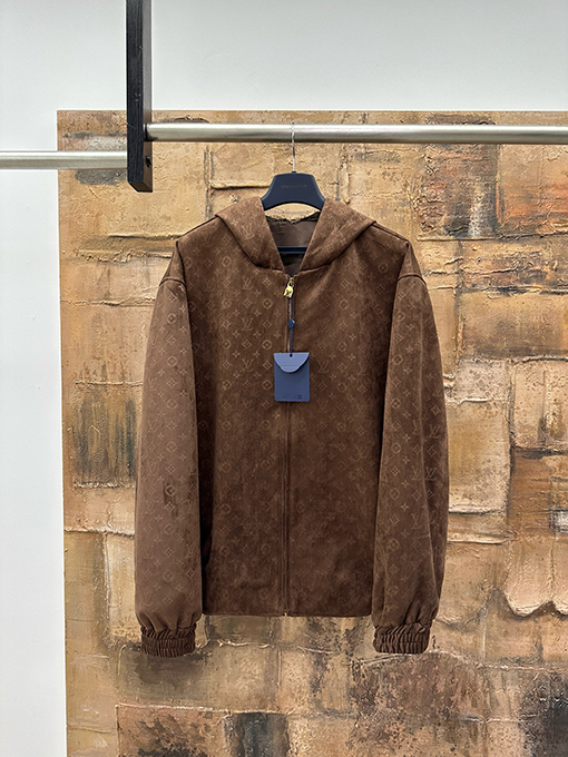 ルイヴィトン スエードモノグラムフード付きジップアップジャケット