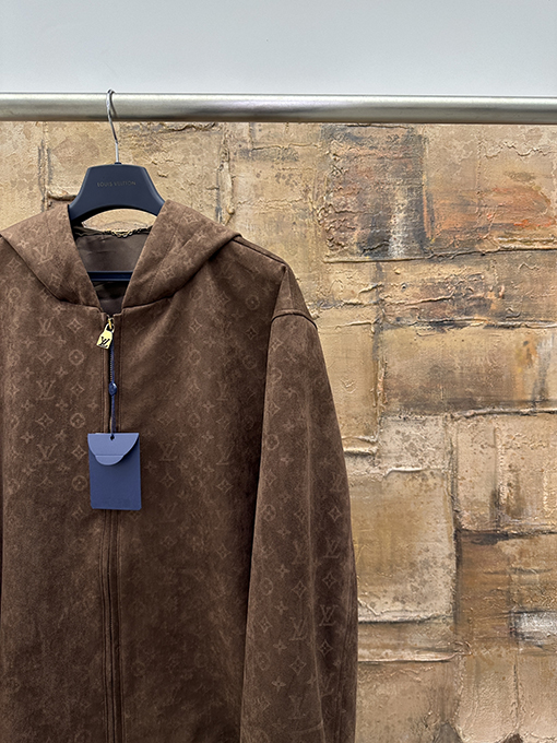 ルイヴィトン スエードモノグラムフード付きジップアップジャケット