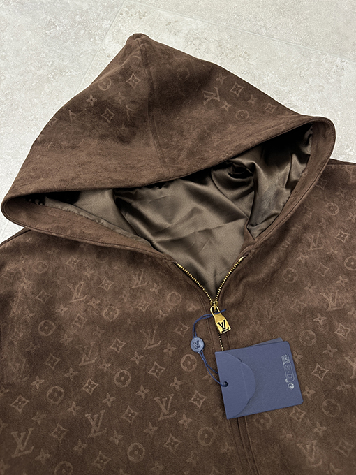 ルイヴィトン スエードモノグラムフード付きジップアップジャケット