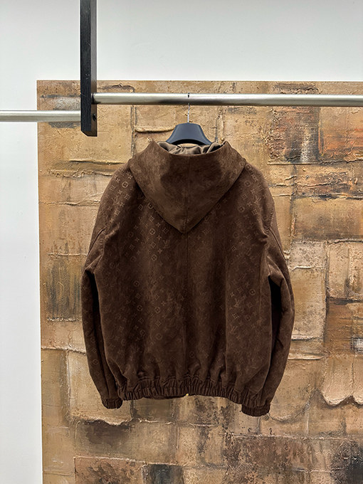 ルイヴィトン スエードモノグラムフード付きジップアップジャケット