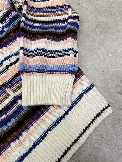 ルイヴィトン レザーロゴケーブルニットジッパーカーディガン