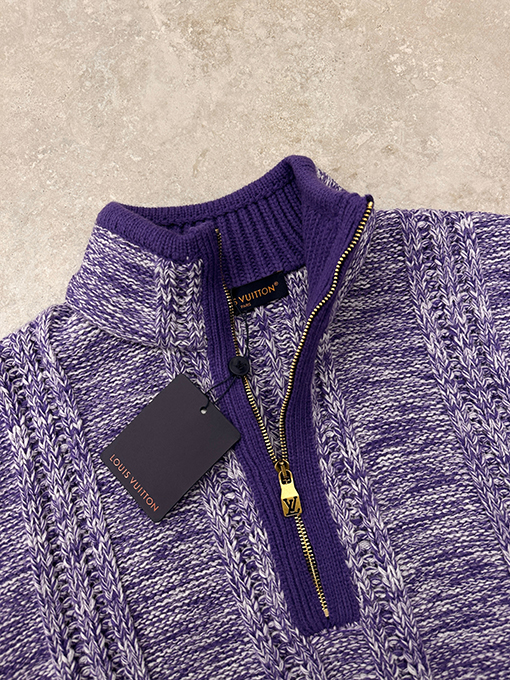 ルイヴィトンスーパーコピー タッセルハーフジップウールニットセーター