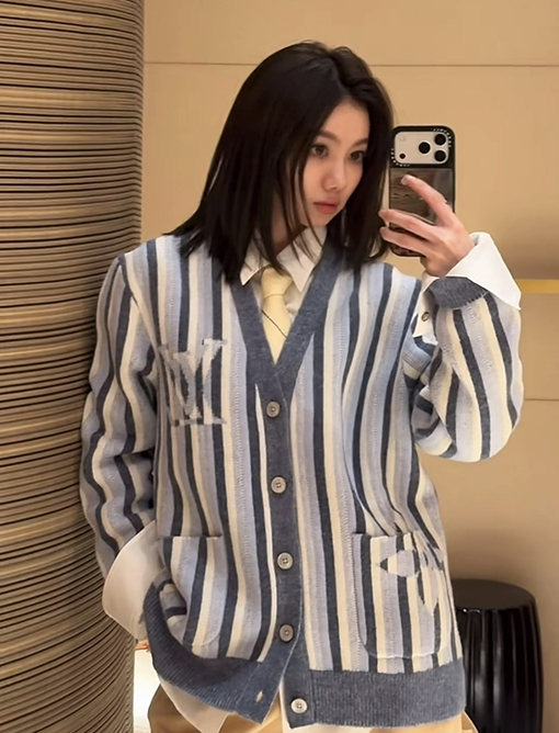 ルイヴィトン ストライプジャカードウールニットカーディガン