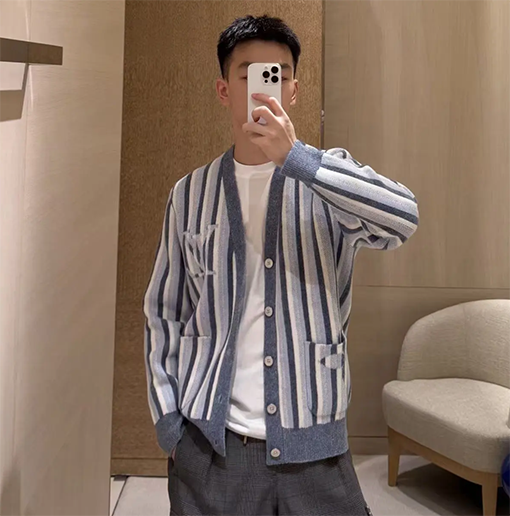 ルイヴィトン ストライプジャカードウールニットカーディガン