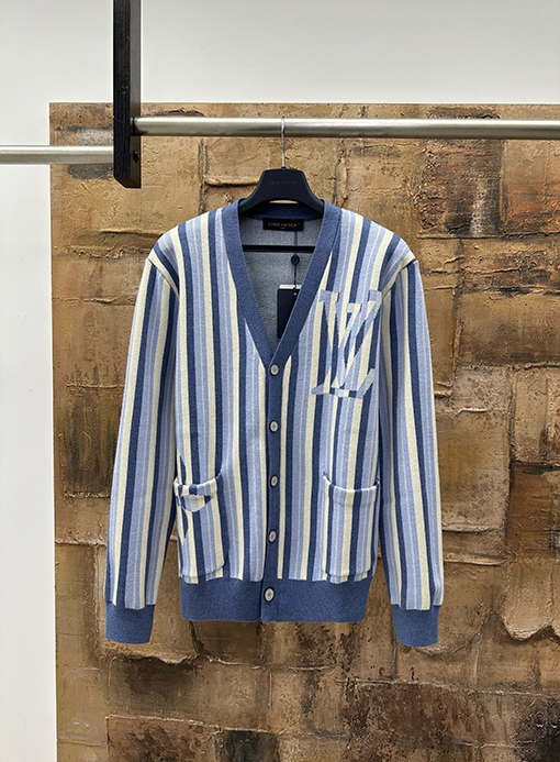 ルイヴィトン ストライプジャカードウールニットカーディガン