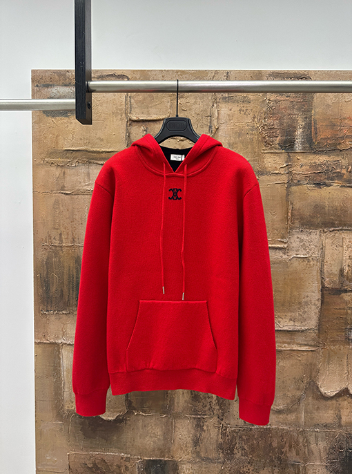 セリーヌ フード付きウールニットトップス