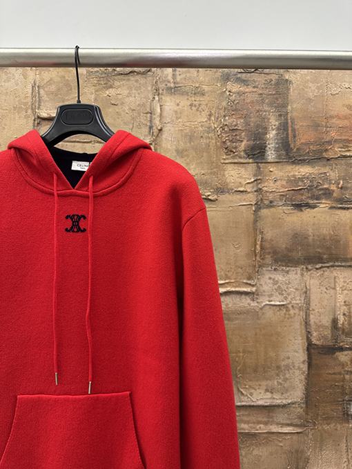 セリーヌ フード付きウールニットトップス