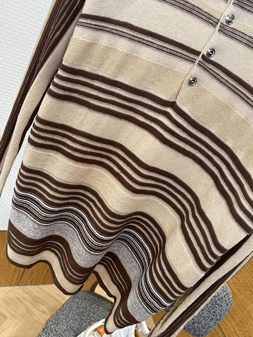 ボッテガヴェネタ ストライプの襟付き長袖ポロシャツ