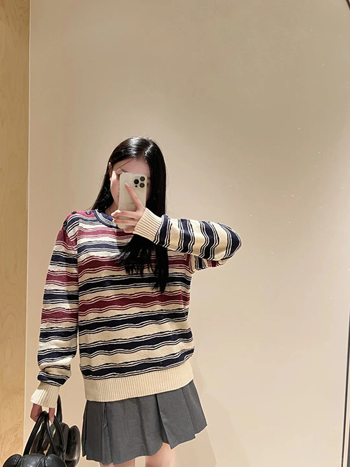 ボッテガヴェネタコピー ストライプニット長袖スウェットシャツ