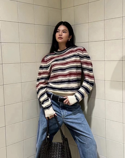 ボッテガヴェネタコピー ストライプニット長袖スウェットシャツ