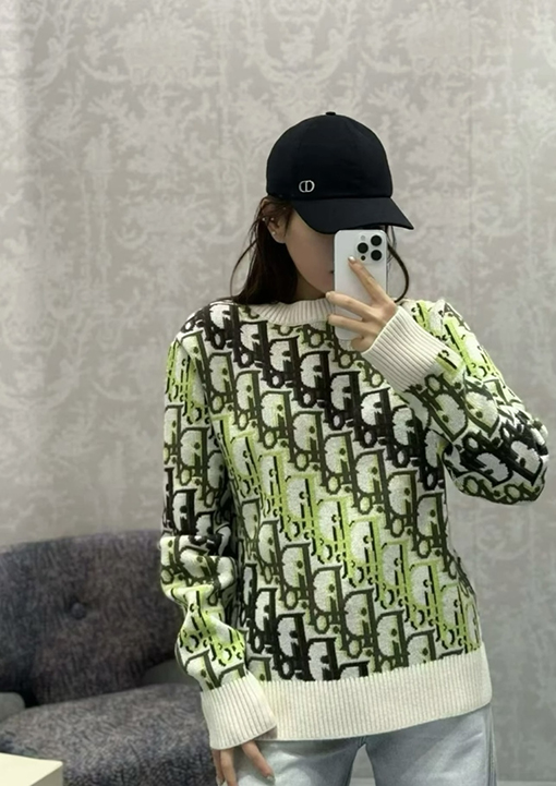 ディオールスーパーコピー 全面ジャカードクルーネックセーター