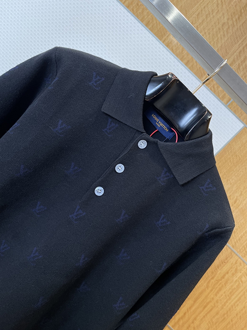 ルイヴィトン ロゴ全面プリントポロシャツ