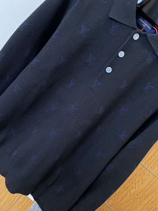 ルイヴィトン ロゴ全面プリントポロシャツ