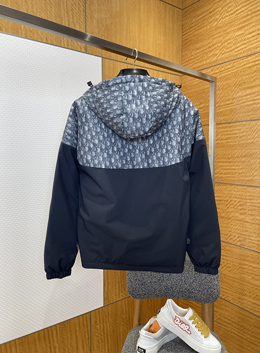 ディオール ジャカードパッチワークフード付きコットンコート