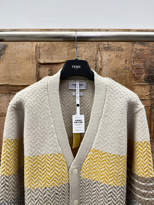 トムブラウン カラーブロックストライプカーディガン