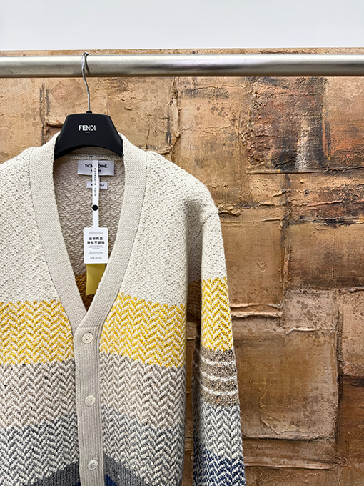 トムブラウン カラーブロックストライプカーディガン