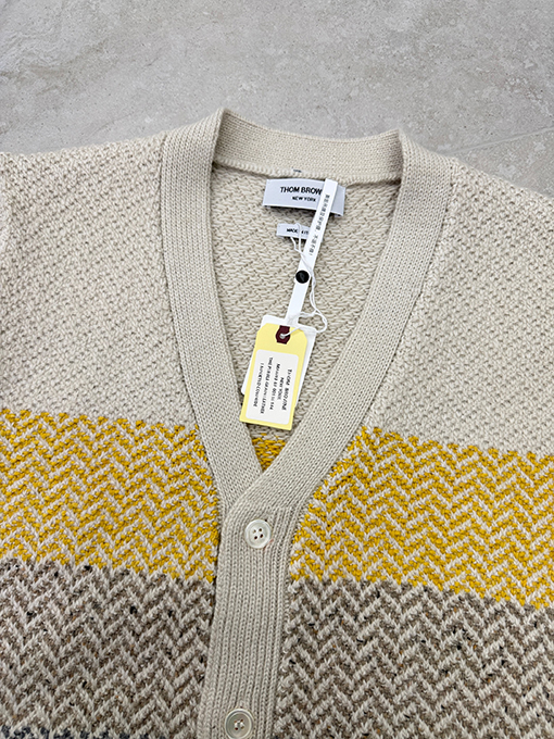 トムブラウン カラーブロックストライプカーディガン