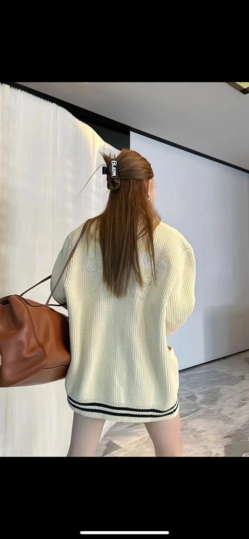 セリーヌコピー CEINE レターロゴVネックニット透かし彫りカーディガン