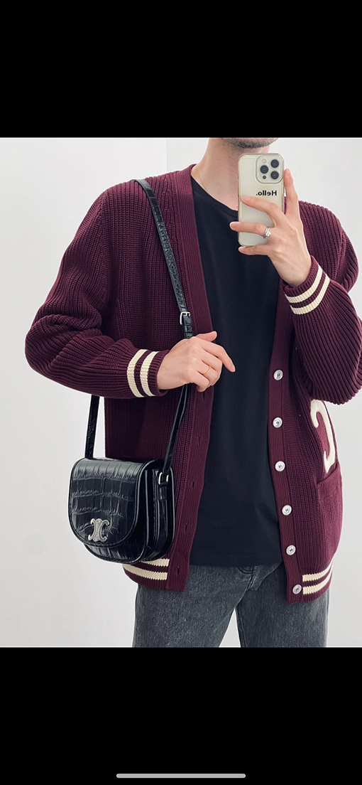 セリーヌコピー CEINE レターロゴVネックニット透かし彫りカーディガン