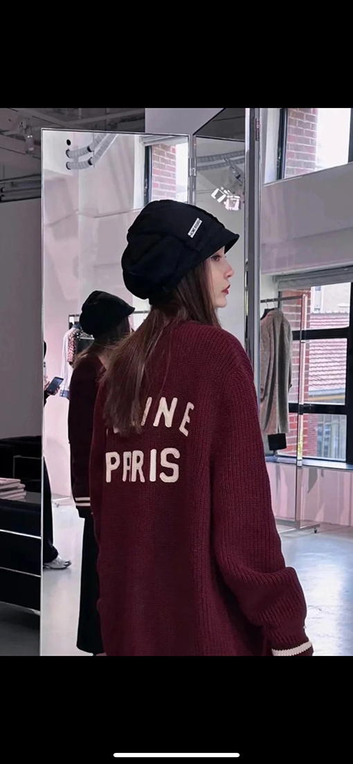 セリーヌコピー CEINE レターロゴVネックニット透かし彫りカーディガン