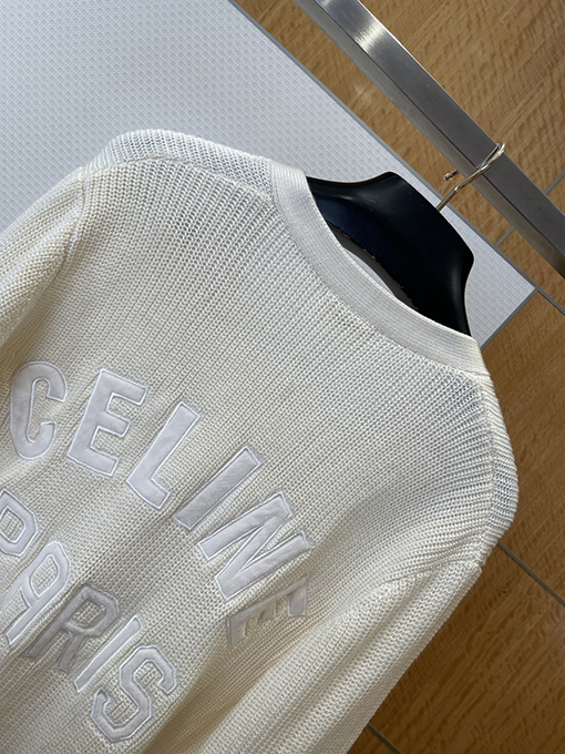 セリーヌコピー CEINE レターロゴVネックニット透かし彫りカーディガン