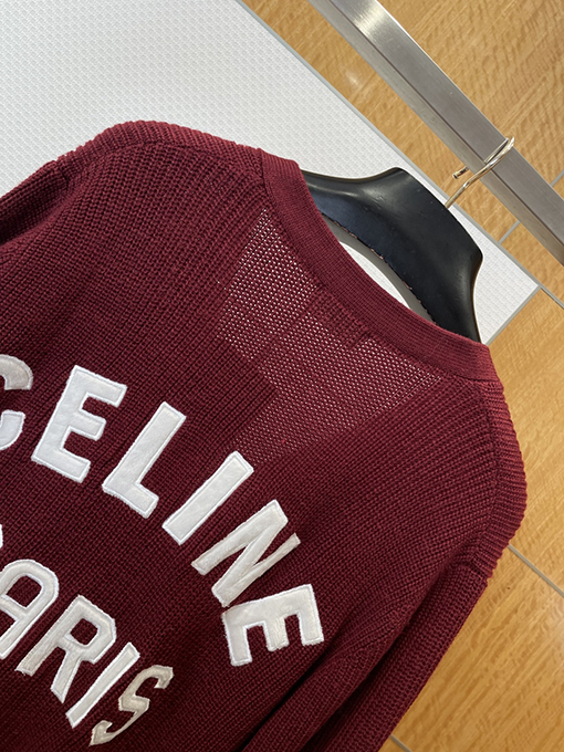セリーヌコピー CEINE レターロゴVネックニット透かし彫りカーディガン