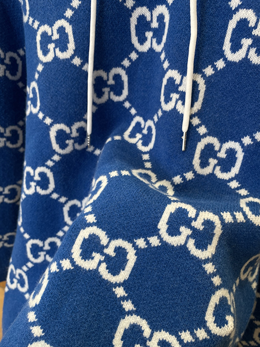 グッチ カラーブロック織りジャカード総柄フード付きスウェットシャツ