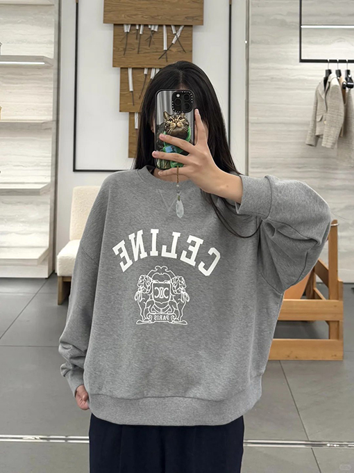 セリーヌ CEINE レターバッジプリントクルーネックスウェットシャツ