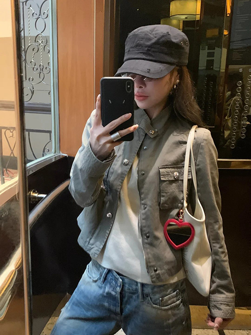 クロムハーツ メタル装飾のスタンドカラージャケット