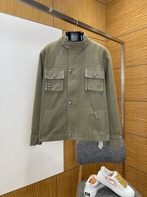 クロムハーツ メタル装飾のスタンドカラージャケット