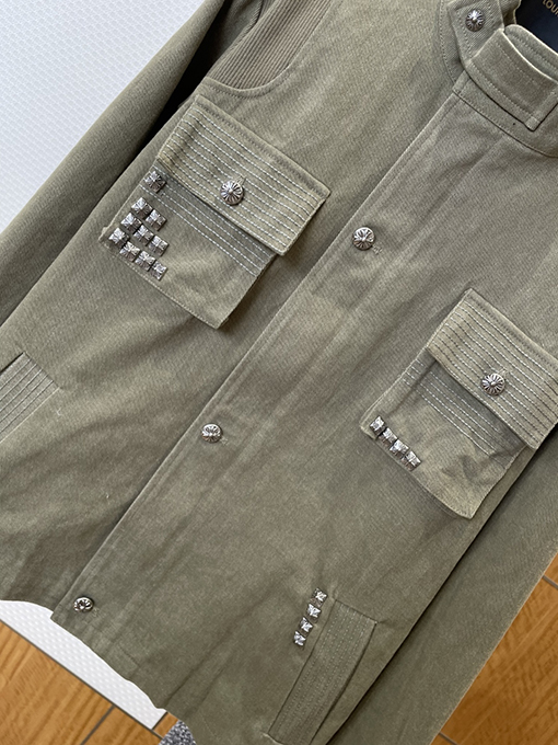 クロムハーツ メタル装飾のスタンドカラージャケット