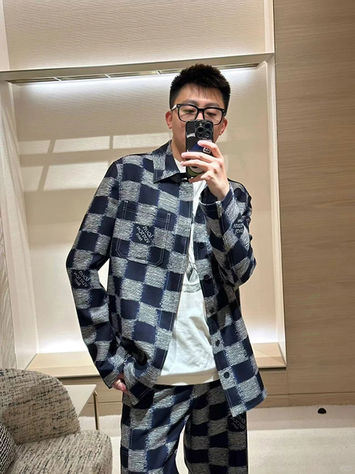 ルイヴィトン モザイクチェック柄ジャカード長袖ジャケット