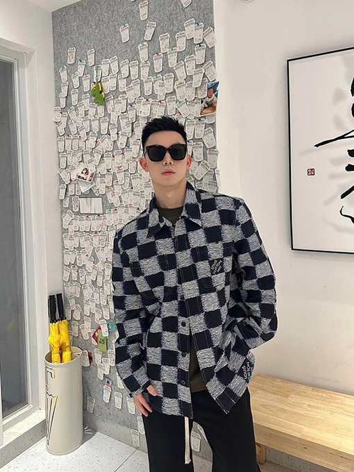 ルイヴィトン モザイクチェック柄ジャカード長袖ジャケット