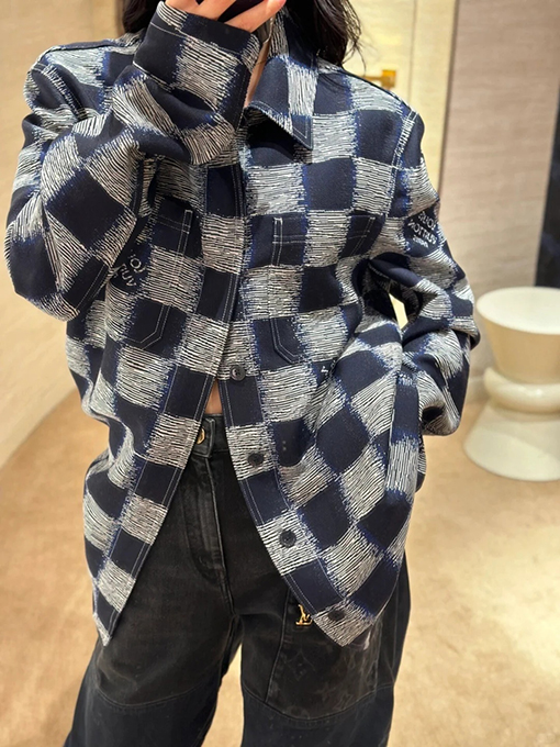 ルイヴィトン モザイクチェック柄ジャカード長袖ジャケット