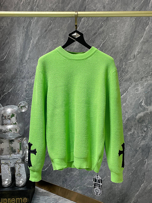 クロムハーツスーパーコピー レザーパッチカフス付きファッショナブルなセーター