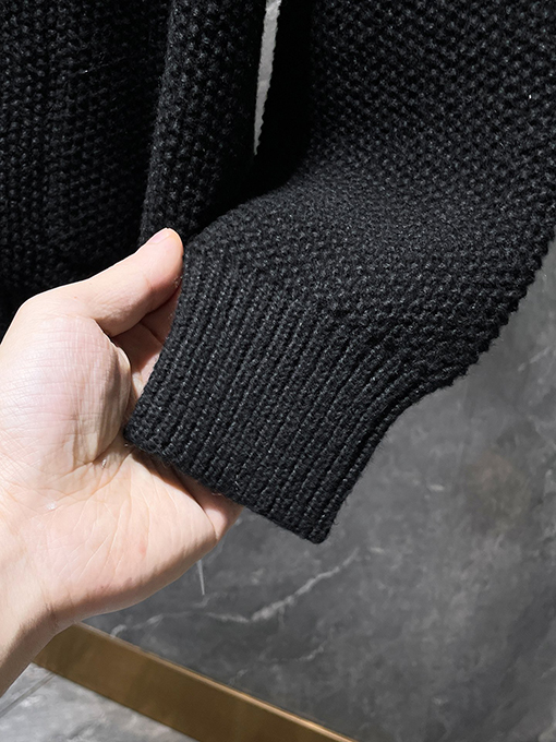 クロムハーツ シルバーボタン付きバナナカラーウール＆レザーパッチワークカーディガン