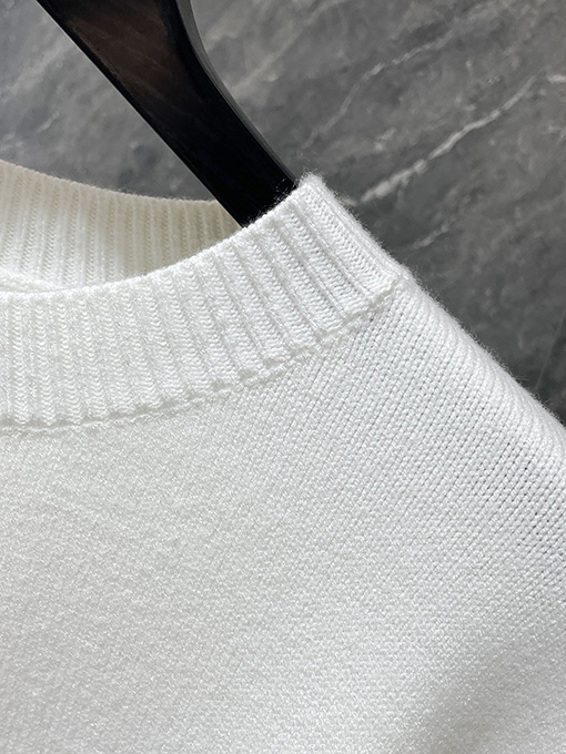 クロムハーツ ジャカードバック＆レザーパッチワークカフスセーター