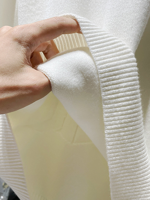 クロムハーツ ジャカードバック＆レザーパッチワークカフスセーター