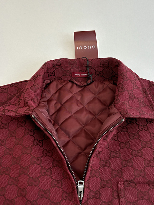グッチ 全面ジャカードダブルGキャンバスジッパー付きパッド入りジャケット