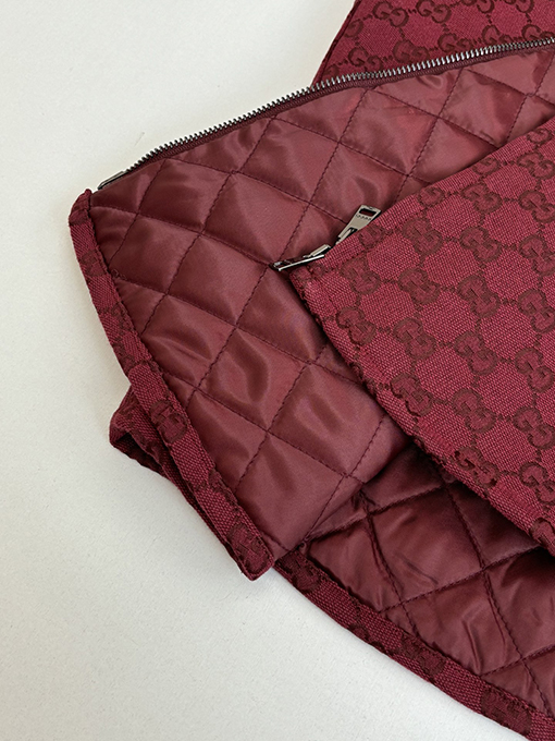 グッチ 全面ジャカードダブルGキャンバスジッパー付きパッド入りジャケット