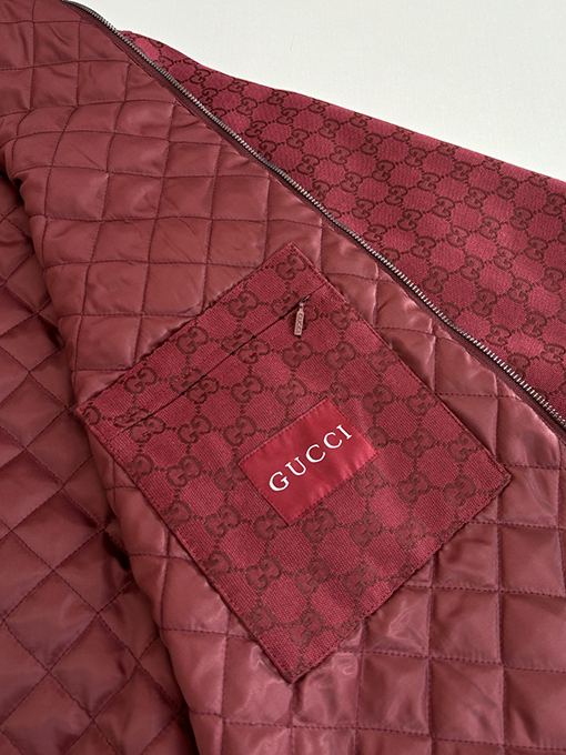 グッチ 全面ジャカードダブルGキャンバスジッパー付きパッド入りジャケット